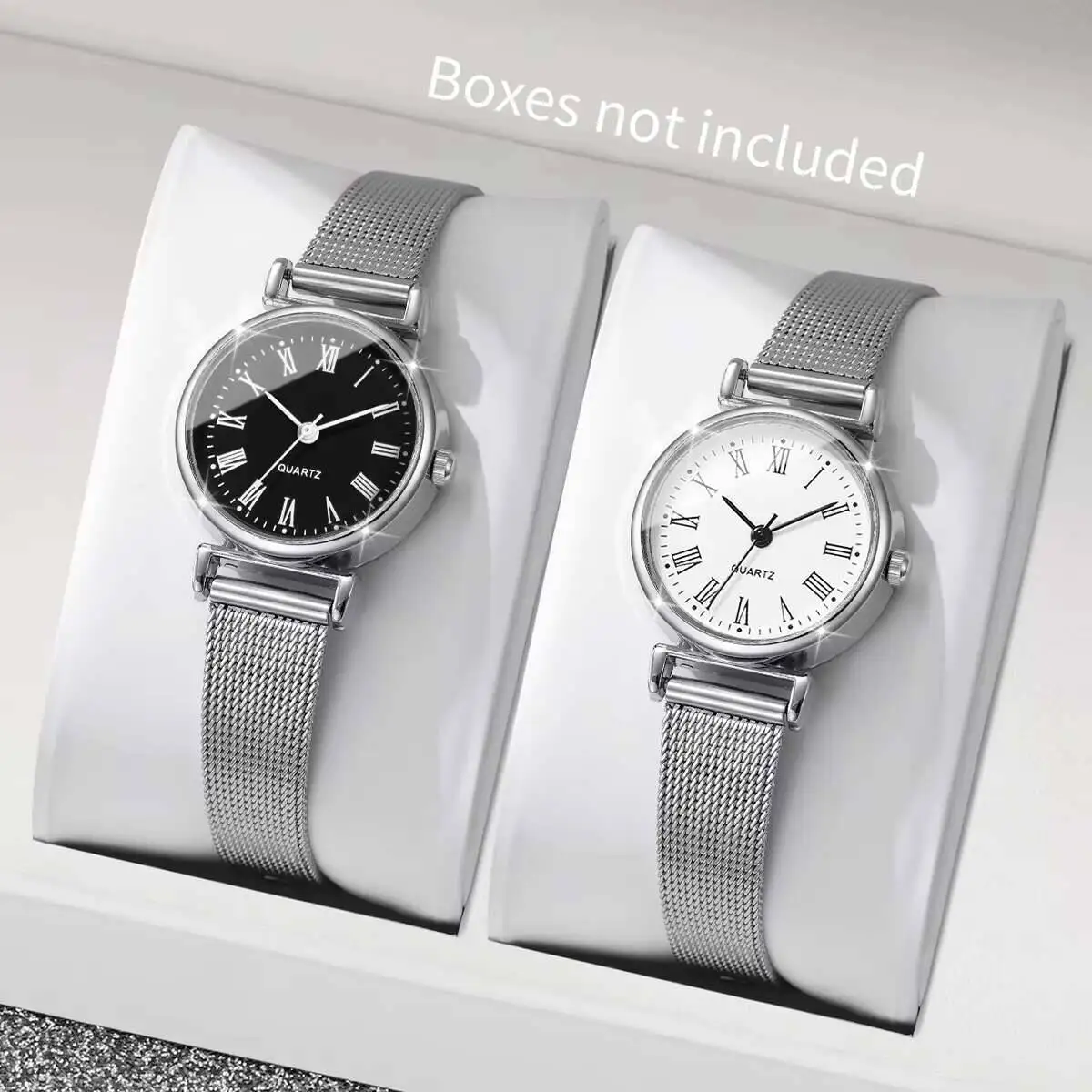 Stainless Mesh Band - 1/2PCS 패션 여성용 시계 캐주얼 로마